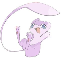 full_body gen_1_pokemon legendary_pokemon looking_at_viewer mew_(pokemon) mythical_pokemon nintendo no_humans nouillee pokemon pokemon_(creature) smile solo tail