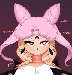 1boy 1girl :&gt;= bishoujo_senshi_sailor_moon chibi_usa deepthroat erection father_and_daughter fellatio flat_chest hetero highres hoshime incest lipstick_smear loli long_hair oral penis pink_hair red_eyes size_difference source_request tagme toei_animation