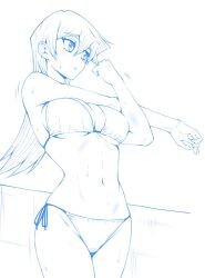 Rule 34 | 1girl, bikini, blonde hair, blush, breasts, brown eyes, closed mouth, hair between eyes, large breasts, long hair, rourou ill, simple background, solo, standing, straight hair, swimsuit, tenjouin asuka, white background, white bikini, yu-gi-oh!, yu-gi-oh! gx