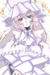 1girl amulet c-yamada758 green_eyes highres long_hair looking_at_viewer magical_girl mahou_shoujo_madoka_magica mahou_shoujo_oriko_magica mikuni_oriko solo upper_body veil white_hair white_veil