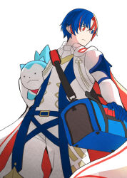 Rule 34 | 1boy, 1other, alear (fire emblem), alear (male) (fire emblem), blue eyes, blue fur, blue hair, crossed bangs, fire emblem, fire emblem engage, heterochromia, multicolored hair, nintendo, ouzisamafe, red eyes, red hair, solo, sommie (fire emblem), split-color hair, two-tone fur, two-tone hair, white fur