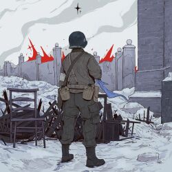 101st_airborne band_of_brothers boots combat_boots combat_helmet eugene_roe helmet highres kamuytime paratrooper ptsd real_life siege_of_bastogne snow united_states_army world_war_ii