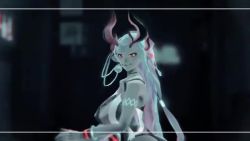 1girl 3d animated artist_request ass bare_shoulders beach black_one-piece_swimsuit blue_hair blush body_markings bouncing_breasts breasts choker city cleavage collarbone colored_skin covered_navel curvy dancing dark-skinned_female dark_skin earrings fate/grand_order fate_(series) fish full_body hair_between_eyes hand_on_own_hip hat highleg highleg_one-piece_swimsuit horns ibuki_douji_(fate) ibuki_douji_(swimsuit_berserker)_(fate) jewelry large_breasts long_hair looking_at_viewer mikumikudance_(medium) multicolored_hair one-piece_swimsuit oni oni_horns pink_hair pink_hat pink_one-piece_swimsuit pointy_ears ponytail red_eyes road shiny_skin sidelocks smile solo sound street swimsuit tail thighs video visor_cap wet wide_hips wristband