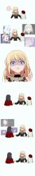 3girls :d ? absurdres bang_dream! bang_dream!_it&#039;s_mygo!!!!! beret black_hair blonde_hair capelet commentary corset crazy_smile dated_commentary doloris_(bang_dream!) earrings flying_sweatdrops green_hair hat highres jewelry killkiss_(bang_dream!) long_hair long_image medium_hair misumi_uika mortis_(bang_dream!) mortis_(costume)_(bang_dream!) multiple_girls nervous_smile no_mask open_mouth pointing pointing_at_self purple_eyes red_capelet red_hat screenshot_inset smile spoken_smile tall_image timoris_(bang_dream!) turn_pale wakaba_mutsumi yahata_umiri yzj21333