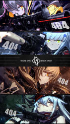 &gt;:) 404_(girls&#039;_frontline) 404_logo_(girls&#039;_frontline) 4girls absurdres action aiming ammunition_pouch armband artist_logo artist_name artistic_error assault_rifle beret black_jacket black_legwear blunt_bangs blurry blurry_background blush blush_stickers boots breasts brown_eyes brown_hair bullpup caseless_firearm casing_ejection clenched_teeth closed_mouth clothes_writing clothing_cutout commentary_request convenient_leg crossed_bangs dirty eotech explosion facial_mark fingerless_gloves firing flashbang g11_(girls&#039;_frontline) german_flag girls&#039;_frontline gloves green_eyes grenade_pin gun h&amp;k_g11 h&amp;k_hk416 h&amp;k_ump hair_between_eyes hair_ornament hair_over_one_eye hair_ribbon hat heckler_&amp;_koch highres hk416_(girls&#039;_frontline) holding holding_gun holding_weapon hood hood_down hooded_jacket jacket knee_pads knees_together_feet_apart laser_sight light logo long_hair looking_at_viewer magazine_(weapon) mahousho md5_mismatch medium_breasts mud multiple_girls muzzle_flash one_eye_closed one_side_up open_clothes open_mouth photoshop_(medium) plaid_clothes plaid_skirt pouch rain ribbon rifle scar scar_across_eye scar_on_face scarf scarf_on_head scope shell_casing shirt shorts shoulder_cutout side_ponytail sidelocks silver_hair single_leg_pantyhose sitting skirt smoke smoke_grenade submachine_gun suppressor sweatdrop teardrop teeth twintails ump45_(girls&#039;_frontline) ump9_(girls&#039;_frontline) v-shaped_eyebrows very_long_hair water weapon wet yellow_eyes