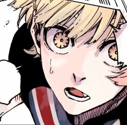 Rule 34 | 1boy, blonde hair, blue lock, charles chevalier, cropped, fang, male focus, non-web source, yellow eyes