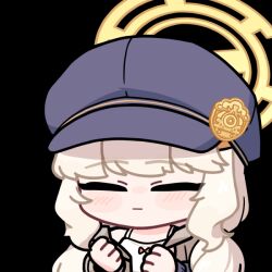 1girl acomu414 animated animated_gif aoba_(blue_archive) blonde_hair blue_archive blue_hat bow_camisole camisole commentary_request grey_shirt halo hat heart heart_in_eye korean_commentary low_twintails newsboy_cap open_mouth peaked_cap red_eyes shirt simple_background solo symbol_in_eye transparent_background twintails upper_body white_camisole yellow_halo