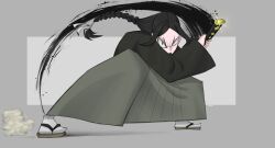 1girl absurdres black_clover black_hair braid braided_ponytail fighting_stance highres katana limn044 magic sword weapon yami_ichika