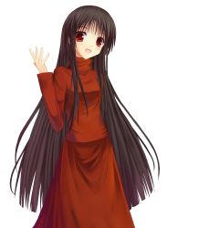 1girl alma_(f.e.a.r.) bad_id bad_pixiv_id black_hair dress f.e.a.r. female_focus highres long_hair looking_at_viewer niboss open_mouth red_eyes solo transparent_background