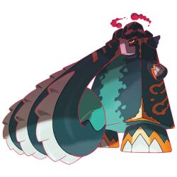 Rule 34 | artist request, bright pupils, copperajah, dynamax, full body, gen 8 pokemon, gigantamax, gigantamax copperajah, nintendo, no humans, official art, orange eyes, outline, pokemon, pokemon (creature), pokemon focus, pokemon swsh, red clouds, red outline, solo, third-party source, transparent background, tusks, white pupils