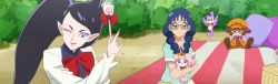 2girls absurdres anime_screenshot aroma_(go!_princess_precure) bird dog go!_princess_precure highres kuroro_(go!_princess_precure) lock_(go!_princess_precure) miss_shamour miss_siamour multiple_girls nanase_yui precure puff_(go!_princess_precure)