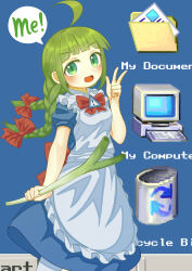 absurdres commentary ekaapetto green_eyes green_hair highres me-tan os-tan tagme