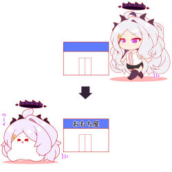 Rule 34 | &gt; &lt;, 1girl, :d, ahoge, arrow (symbol), black shoes, black skirt, blue archive, blush, chibi, closed mouth, collared shirt, colored shadow, dress shirt, grey hair, hair ornament, hairclip, halo, highres, hina (blue archive), horns, kurukurumagical, long hair, motion lines, open mouth, outline, parted bangs, pencil skirt, purple eyes, purple thighhighs, red outline, shadow, shirt, shoes, single hair intake, skirt, smile, thighhighs, translation request, very long hair, white background, white shirt, xd