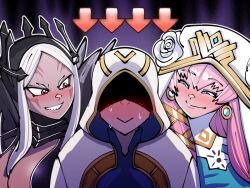1boy 2girls aversa_(fire_emblem) commission earrings fire_emblem fire_emblem_heroes gold_trim gunnthra_(fire_emblem) hooded_robe jewelry kiran_(fire_emblem) looking_at_another male_kiran_(fire_emblem) mnejing30 multiple_girls nintendo robe smile white_robe