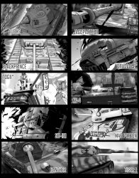 Rule 34 | 3girls, anchor, breasts, caterpillar tracks, churchill (tank), cirno, clothes iron, commentary request, crusader (tank), flag, fujiwara no mokou, greyscale, gun, jagdpanther, kantai collection, kongou (kancolle), kv-4, laughing, long hair, m46 patton, machine gun, military, military vehicle, monochrome, motor vehicle, multiple girls, open mouth, panther (tank), panzer ii, panzer ii, panther (tank), short hair, su-101, tank, tiger i, tog ii, touhou, waving, weapon, world of tanks, yaruku