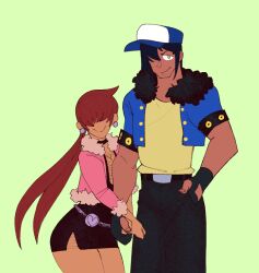 1girl 1shermieaday breasts cleavage_cutout clothing_cutout curvy dark-skinned_female dark_skin dress earrings female_focus heart huge_breasts jacket jewelry large_breasts long_hair ponytail red_hair shermie_(kof) skirt smile smiley_face tan the_king_of_fighters thick_thighs thighs twintails wide_hips