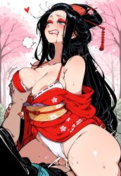ai-generated black_hair blue_eyes cowgirl_position japanese_clothes kimono nico_robin one_piece straddling