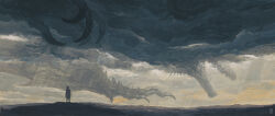 Rule 34 | 1other, claws, cloud, cloudy sky, dragon, fantasy, giant, giant monster, grey scales, grey sky, highres, light rays, monster, monster focus, open mouth, original, scenery, sharp teeth, sky, taiyakiki-5687, teeth