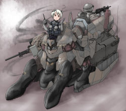 1boy 1girl bad_id bad_pixiv_id mecha_musume metal_gear_(series) metal_gear_solid_3:_snake_eater military red_eyes sigama