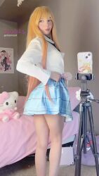 animated ass breasts cosplay highres kitagawa_marin mia_bunny miamiaof miamiaxof nipples panties real_life small_breasts sono_bisque_doll_wa_koi_wo_suru striped_clothes striped_panties tagme underwear video