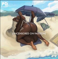 1girl ass beach beach_umbrella bodypaint braid braided_ponytail cowgirl_position curvy dolores_(kof) feet female_focus girl_on_top glasses gold green_eyes huge_ass jewelry kneeling legs_up long_hair looking_back mating_press multicolored_hair outdoors pothosdark purple_hair riding round_eyewear sand sex sitting sitting_on_person straddling the_king_of_fighters thick_lips thick_thighs thighs top-down_bottom-up towel two-tone_hair umbrella water white_hair wide_hips