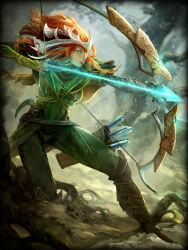 Rule 34 | 1girl, arrow (projectile), artemis (smite), artist request, boots, bow (weapon), breasts, crown, holding, holding bow (weapon), holding weapon, official art, open mouth, orange hair, quiver, smite, third-party source, weapon