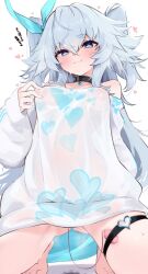 Rule 34 | 1girl, breasts, closed mouth, commentary request, covered erect nipples, female masturbation, florence (girls&#039; frontline 2), florence (neural cloud), girls&#039; frontline, girls&#039; frontline neural cloud, grey hair, highres, kneeling, long hair, looking at viewer, masturbation, medium breasts, nipple stimulation, nipple stimulation through clothes, ohichi16, pa-15 (girls&#039; frontline), see-through clothes, see-through shirt, sex toy, shirt, smile, solo, very long hair, vibrator, white shirt