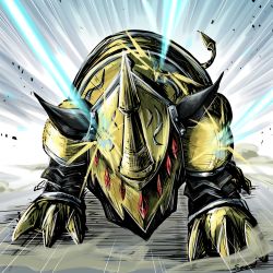 armor claws digimon highres horn horns rhinoceros rhinomon tail