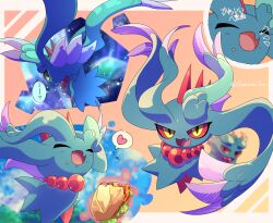 Rule 34 | :o, closed eyes, colored sclera, commentary request, fang, flutter mane, food, food on face, gen 2 pokemon, heart, highres, misdreavus, nintendo, no humans, open mouth, pokemon, pokemon (creature), pokemon focus, red eyes, red sclera, sandwich, skin fang, smile, speech bubble, spoken heart, telekinesis, white 001, yellow eyes, yellow sclera