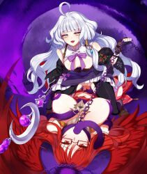 1girl boots breasts chain futanari highres large_breasts mabinogi pantyhose player_character_(mabinogi) rowan_(mabinogi) small_breasts squatting tentacles torn_clothes torn_pantyhose user_efnx2478 yellow_eyes