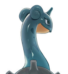 black_eyes blue_skin colored_skin feliscede from_behind gen_1_pokemon highres lapras nintendo no_humans pokemon pokemon_(creature) simple_background solo upper_body white_background