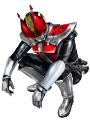 Rule 34 | armor, armored boots, armored gloves, attack, black bodysuit, bodysuit, boots, cowboy shot, den-o belt, dengasher sword mode, highres, kamen rider, kamen rider den-o, kamen rider den-o (series), male focus, masukudo (hamamoto hikaru), red armor, red eyes, rider belt, solo, squatting, sword, sword form, tokusatsu, weapon, white background