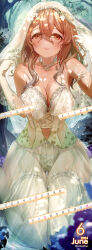 Rule 34 | 1girl, absurdres, calendar, censored, dress, highres, karya-, panties, see-through clothes, string panties, thighhighs, underwear, wedding dress