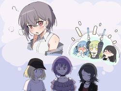 6+girls ? absurdres bang_dream! bang_dream!_it&#039;s_mygo!!!!! black_hair blonde_hair blue_hair blush closed_eyes closed_mouth collar collarbone covered_mouth earrings glowstick green_hair grey_hair hair_ribbon hat highres jacket jewelry long_hair long_sleeves misumi_uika mole mole_under_eye multiple_girls necklace off_shoulder open_mouth penlight_(glowstick) purple_eyes purple_hair red_shirt ribbon shiina_taki shirt short_hair sidelocks takamatsu_tomori togawa_sakiko wakaba_mutsumi white_shirt yahata_umiri yellow_eyes yuutenji_nyamu yzj21333
