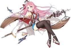1girl aiguillette aircraft airplane anchor armpits azur_lane banner black_thighhighs blue_hair bow bowtie breasts buttons coat covered_navel crossed_legs dress eyebrows eyelashes eyes_visible_through_hair female_focus fingernails flight_deck full_body garter_straps gradient_hair grey_shoes gun hair_between_eyes hair_ornament hair_ribbon high_heels holding invisible_chair knees_together_feet_apart lexington_(azur_lane) long_fingernails long_hair long_sleeves medium_breasts microdress multicolored_dress multicolored_hair navel off_shoulder official_art open_clothes open_coat palms pink_hair purple_eyes red_bow red_bowtie ribbon rifle saru ship_turret shoes short_dress sitting sleeveless sleeveless_dress solo star_(symbol) straight_hair tareme teeth thighhighs transparent_background turtleneck two-tone_hair weapon white_coat zettai_ryouiki
