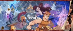 Rule 34 | 6+girls, 6+others, blue hair, calliope (disney), clio (disney), colored skin, disney, dress, fiery hair, fire, hades (disney), hera (mythology), hercules (1997 movie), hercules (disney), highres, long hair, looking at viewer, makeup, mameda toofu, megara (disney), melponene (disney), multiple boys, multiple girls, multiple others, pain (disney), panic (disney), pegasus (disney), philoctetes, sharp teeth, short hair, simple background, smile, teeth, terpsichore (disney), thalia (disney), zeus (disney)