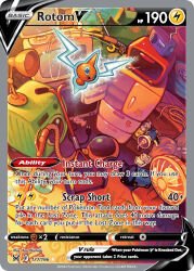artist_name bag blue_eyes cable card_(medium) cd character_name company_name copyright_name copyright_notice crack desk_lamp drawing_(object) electric_fan electric_plug electricity english_text fishing_rod floating full_body gen_4_pokemon lamp lawnmower lightning_bolt_symbol max_potion max_repel monitor nintendo nishida_yuu official_art open_mouth pokemon pokemon_(creature) pokemon_card pokemon_focus pokemon_tcg potion_(pokemon) radio radio_antenna refrigerator repel rope rotom rotom_(normal) solo star_(symbol) third-party_source tm_(pokemon) toaster_oven trading_card umbrella vacuum_cleaner washing_machine