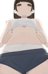 1girl black_hair bra brown_eyes closed_mouth highres hiroki_(yyqw7151) looking_at_viewer original panties simple_background solo underwear white_background white_bra white_panties