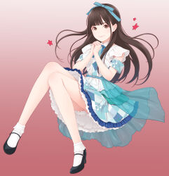 1girl black_hair bloomers bow green_bow kiryuu_akane socks white_bloomers white_socks