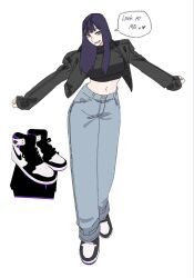 Rule 34 | 1girl, billyonthestraw, kohjiya fukan, mole, pants, piercing, shoes, sneakers, tagme