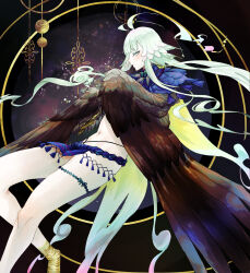 1girl ahoge asagianohit bird_legs blue_loincloth blush breasts brown_feathers brown_wings commentary_request fate/grand_order fate_(series) feather_capelet feathered_wings feathers harpy highres huge_ahoge long_hair looking_at_viewer louhi_(fate) louhi_(third_ascension)_(fate) monster_girl navel sidelocks solo winged_arms wings