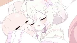 Rule 34 | akane iwawwa, animal ears, animated, animated gif, hair ornament, hairpin, highres, non-web source, original, pig ears, pig girl, pink eyes, pink hair, skirt, sleeping, twintails, virtual youtuber