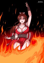 1girl breasts fatal_fury fire large_breasts long_hair shiranui_mai