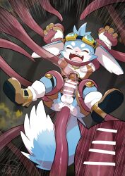 1boy animal_ears anus artist_logo bad_id bad_source bad_twitter_id bar_censor blush brown_shirt brown_shoes brown_shorts censored closed_eyes epic_seven erection forest fox_boy fox_ears fox_tail furry furry_male goggles goggles_on_head highres huche_(epic_seven) logo magyo6 male_focus nature open_mouth penis shirt shoes shorts sweat tail tentacle_sex tentacles testicles torn_clothes torn_shorts