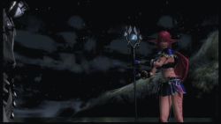 1girl 3boys 3d animated animated_gif bouncing_breasts breasts large_breasts legs long_hair magic midriff multiple_boys myuria_tionysus pink_hair staff star_ocean star_ocean_the_last_hope teleportation weapon