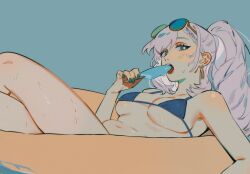 1girl akmizuk bikini character_request copyright_request food highres looking_at_viewer popsicle swimsuit tagme water wet