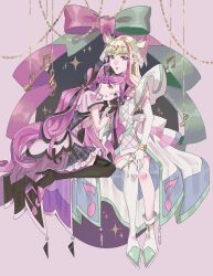 2girls back_ribbon black_hair black_socks blonde_hair blunt_bangs boots bracelet braid cure_kiss cure_zukyuun dress earrings elbow_gloves fortissimo frilled_dress frilled_sleeves frills from_side gingham_dress gloves gradient_hair hair_extensions hair_ornament hair_ribbon hair_wings head_on_another&#039;s_shoulder high_heels highres jewelry kimi_to_idol_precure knee_boots leaning_to_the_side long_hair looking_at_viewer mature_female mofuru_neko multicolored_hair multiple_earrings multiple_girls musical_note musical_note_hair_ornament parted_bangs pearl_earrings pink_eyes pink_hair precure purple_eyes ribbon sideways_glance single_bare_leg single_bare_shoulder single_elbow_glove single_knee_boot sitting_sideways socks twin_braids twintails very_long_hair wing_hair_ornament wrist_cuffs