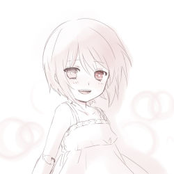 00s 1girl alternate_costume bad_id bad_pixiv_id doll_joints dress female_focus heterochromia ica joints monochrome rozen_maiden short_hair smile solo souseiseki sundress