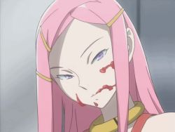 00s 1girl anemone_(eureka_seven) animated animated_gif bones_(company) eating eureka_seven eureka_seven_(series) female_focus food food_on_face indoors jam licking licking_another&#039;s_face licking_own_face long_hair looking_at_viewer looping_animation naughty_face pink_hair purple_eyes sidelocks solo strawberry_jam third-party_edit tongue tongue_out