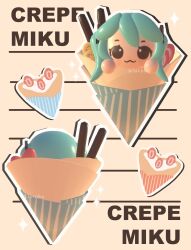1girl 3d :3 absurdres chibi chibi_only crepe eyelashes food food_focus fruit hatsune_miku highres lavy_(lavnko) strawberry twintails vocaloid
